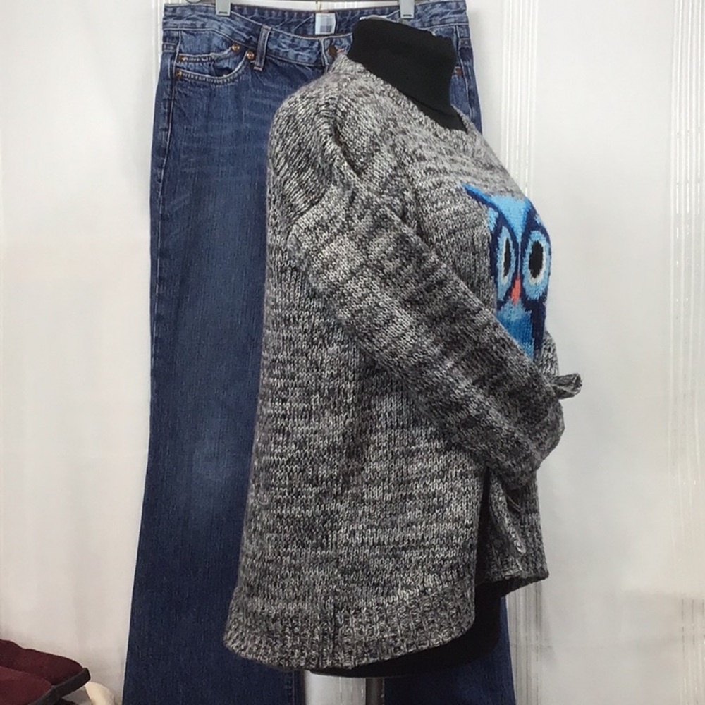 🦉 JOLT Graphic Owl Heather Knit High Low Crew Neck Sweater Sz.XL - Picture 9 of 10